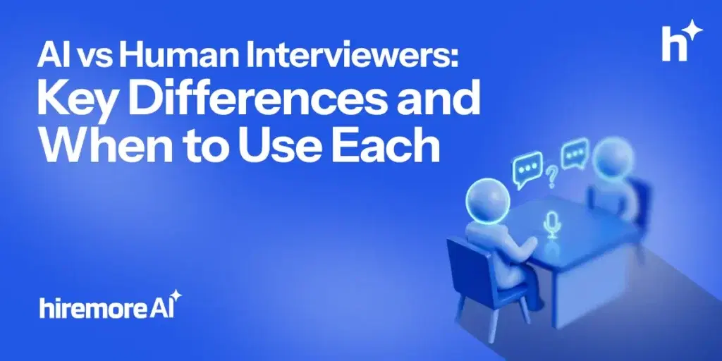 AI interviewer dashboard compared to human interviewer in a meeting room